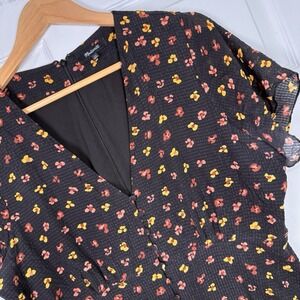 Madewell Mini Dress 100% Silk Black Floral